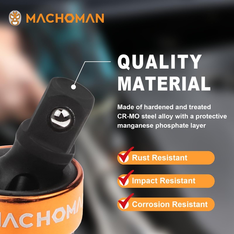 MACHOMAN EUJ301 3/8 Inch Dr. Electric Universal Joint/CR-MO, Flexible and