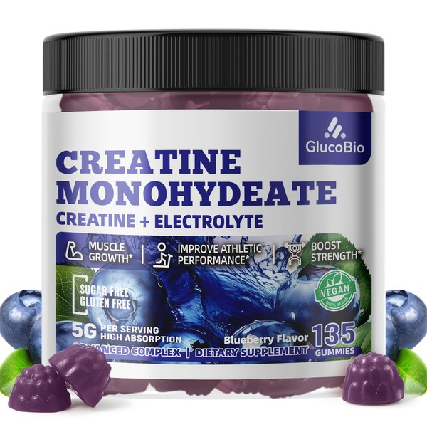 GlucoBio Creatine Monohydrate Gummies (5g) – Pre-Workout Energy & Muscle