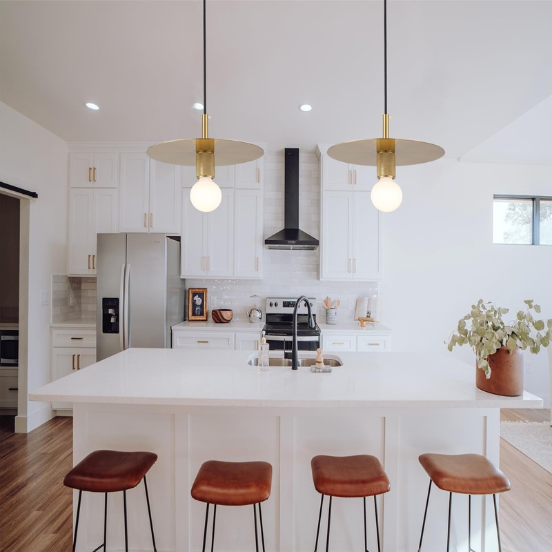 BYOLIIMA Modern Pendant Lighting Gold Farmhouse Pendant Light 11.81" Brushed