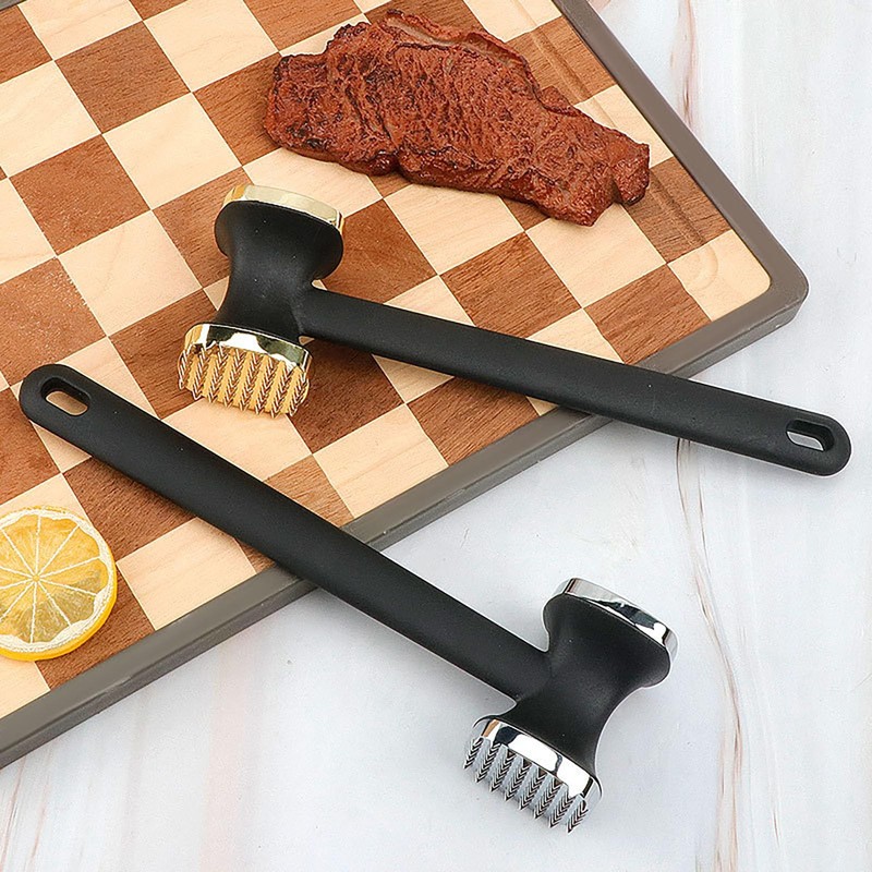 Meat Beat Hammer, 9.7 Inch Gold and Black Zinec Alloy