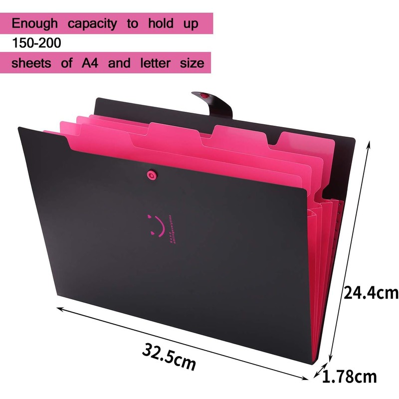 SKYDUE Document Folder A4, Expanding Folder A4 with Compartments, Postal