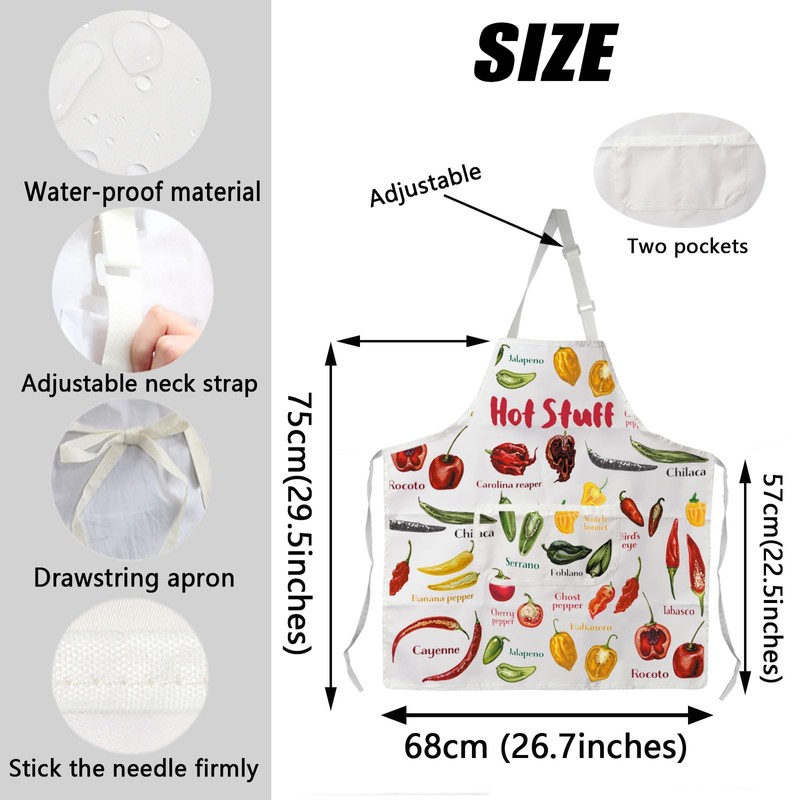 JXGZSO Hot Stuff Chili Pepper Apron Cooking Chef Apron with
