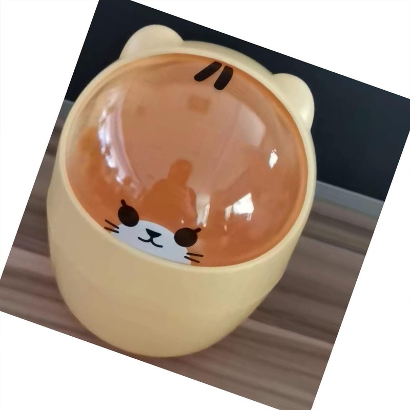 Cute Mini Desktop Trash Can, Cartoon Cat Animal Shape Waste