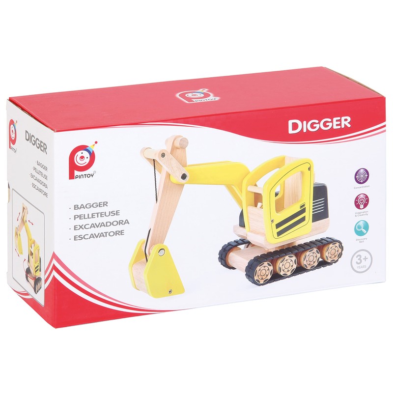 Bartl 112363 Pintoy Excavator Made of Solid Wood, Quality Toy