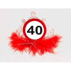 Traffic Sign 40th Tiara with Feathe