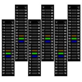 6 Pcs Fish Tank Thermometer Stick On, Adhesive Aquarium Thermometer Strip, Digital Temperature Strips, Easy-to-Read Fishes Temperature Stickers for Fishes Inside Tank, 61-122℉(15-50℃)