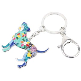 WEVENI - Llavero de aleación de esmalte para perro, diseño de perro, Azul, 45mm x 46mm
