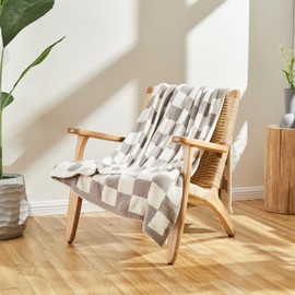 CozeCube Checkered Blanket,Ultra Soft Cozy Grey Checkered Throw Blanket, Warm Fluffy Checkerboard Throw Blanket, Grey and White Checkered Blanket for Couch Bed Sofa,50x60 Inches