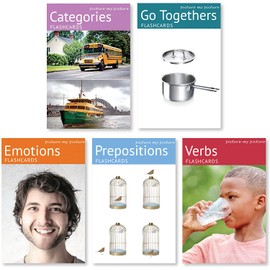 Picture My Picture Feelings and Emotions, Prepositions, Verbs, Categories and Go Togethers Flash Card Pack | Speech Therapy Materials, ESL Materials