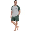 PrinStory Mens Pajama Set Summer Raglan Short Sleeve Tops and