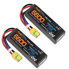 Powerhobby 4S 14.8V 6600mAh 75C-150C Lipo Battery w XT90 Plug 4-Cell (2) : Fits Arrma Outcast Talion Kraton Tyhpon