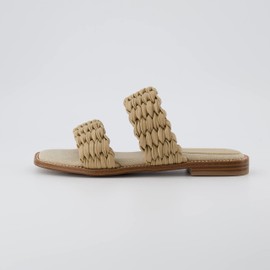 CUSHIONAIRE Women's Vibe braided two band sandal +Memory Foam, Wide Widths Available, Wheat 8.5