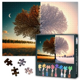 Tree of Life Puzzles for Adults 1000 Pieces, Summer and Winter Tree with Changing Seasons Jigsaw Puzzles 1000 Pieces Impossible Challenge, 19.5 x 27.5 Inch