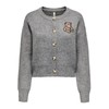 ONLY ONLTeddy Women's Knitted Cardigan with Teddy Motif, Medium Grey