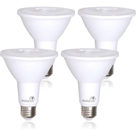 Bioluz LED 4 Pack PAR38 LED Light Bulb 90W Equivalent Using 13W 3000K Soft White 1050 Lumens E26 Base Dimmable Flood Light Bulbs Indoor/Outdoor UL Listed FCC RoAS Compliant High Efficacy LED Bulbs
