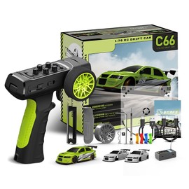 ARRISHOBBY C66 1:76 Drift Car, 1/76 Mini RC Car, 30 Minutes Continuous Operation, Drift Drifting, Certified 2.4 GHz Technical Standard, Scale Control, Gyro, Car Toy, Full Set, P36 Transmitter Included