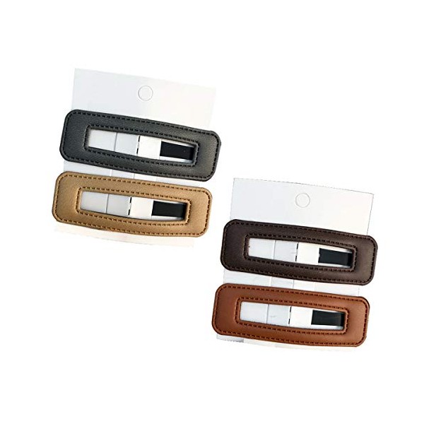4 Pieces PU-leather Snap Hair Clips Classic BB Hair Clips Hairpin Hollow Design Hair Clips Rectangle Snap Hair Clips Hair Accessories for Women Ladies