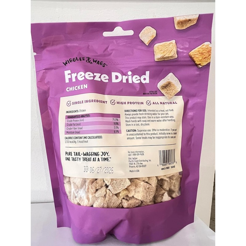 Wiggles & Wags Freeze Dried Chicken Dog Treats 1-5 oz