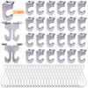 Rustark 60 Pcs Heavy Duty Aluminum Ceiling Hooks for Hanging Plants & Decorations, Drop Ceiling Hooks for Classrooms & Offices, Metal T-Bar Hooks for Suspended Drop Ceiling Tiles,Silver