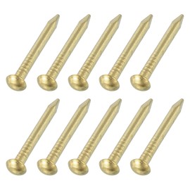 sourcing map 100Pcs Small Hardware Nails, 2 x 20mm Brass Round Head Nail Common Finishing Nail for Household Woodworking Picture Hanging DIY Projects, Gold