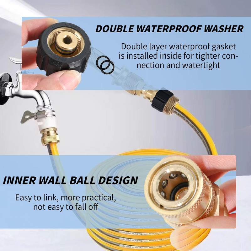 2Pair Pressure Washer Adapter Set, M22-14mm to 1/4'' Quick Connect