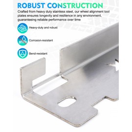 Rynharta Premium Wheel Alignment Tool Plate with Hanging Holes, Stainless Steel Toe Alignment Tool Plates, Silver