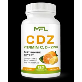 Vitamins MFL C D Z | Vitamins C 1000mg, D3 125mcg  + ZINC 25mg | 120 Vegetarian Capsules