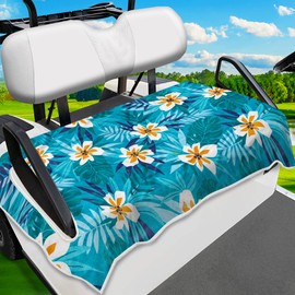 ENYORSEL Golf Cart Seat Covers, Blue Flowers Golf Cart Seat Towel Blanket for All EZGO, Yamaha, Club Cars, Icon and More 2/4-seats Cart, 100% Microfiber, Essential Golf Cart Accessories, 51'' x 31''