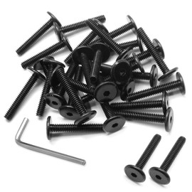 Biaungdo 30 Pcs Flat Head Allen Bolts, 1/4-20 x 1-1/2 Inch Black Socket Cap Screws Joint Connecting Bolts Countersunk Screws Bolts for Furniture, Fully Threaded