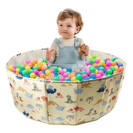 Lotvic Ball Pit, Foldable Baby Ball Pit, Waterproof Kids Ball Pit, Portable Baby Round Ocean Ball Pool, Ball Pit for Baby Toddler Boys Girls Dogs Cats Indoor Outdoor (80cm, Dinosaur)