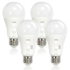 FLSNT A19 Dimmable LED Bulb, 9W (60W Equivalent), 810 Lumens, E26 Base, CRI90, 2700K, 3000K, 4000K, 5000K, 6500K, 5CCT Selectable, Indoor and Outdoor,Perfect for Lamps and Home Lighting（4 Pack）