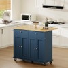 Shintenchi Kitchen Island with Drop Leaf, Rolling Kitchen Cart with