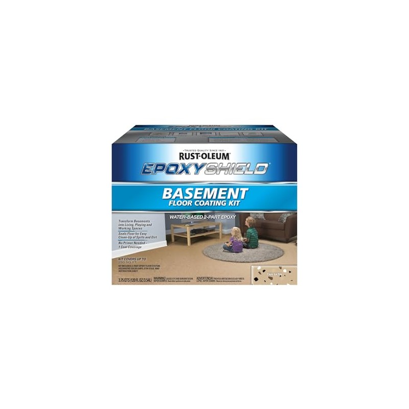 Rust-Oleum 391281 EpoxyShield Basement Floor Coating Kit, Gallon, Tan Satin