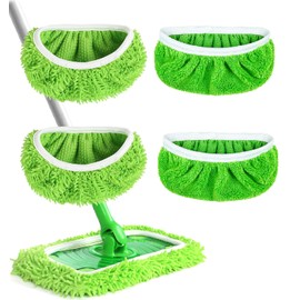 Reusable Microfiber Mop Pads Washable Wet & Dry Sweeping Cloths Mop Head Replacement for Household Cleaning (Green, 10PCS) Compatible with Swiffer Sweeper Refills
