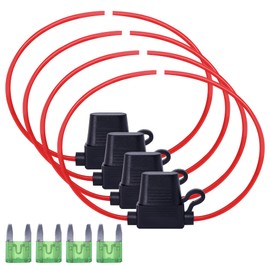 HISports 4Pcs Car Inline Fuse Holder,12 V with 30 A Mini ATC/ATO Waterpoof Automotive fuse socket TAP Adapter,Medium Size DC Fuse Holder,18 AWG mini Fuse Holder Wire Cable