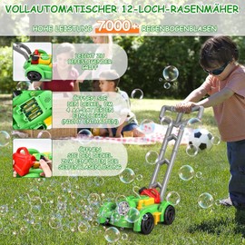 Herefun Lawn Mower Children's Bubble Machine, Soap Bubbles Lawn Mower with Sound, Bubble Machine for Summer Outdoor Garden Toy, Gifts for Boys Girls from 3 Years (Green)