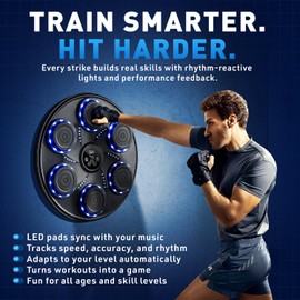 Prime Axis Strike, Bluetooth Music Boxing Machine, Interactive Punching Trainer with Boxing Gloves, Large Size Wall Mounted Electronic Boxing Target for Adults and Kids