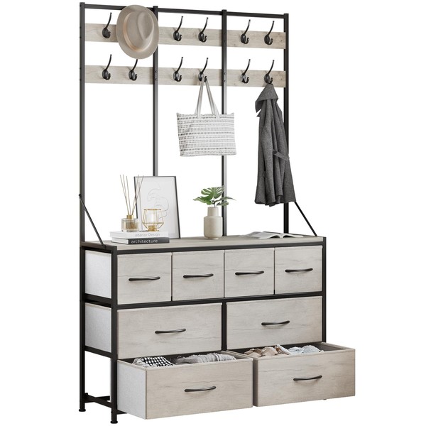 LUMTOK 8 Drawers Dresser, Chest of Drawer, Clothes Rack with