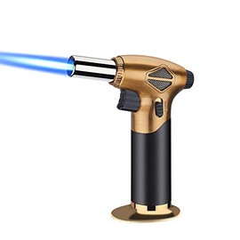 Kitchen Blow Torch Jet Lighter Butane Torch Chef Cooking Torch Lighter with Safety Lock and Adjustable Flame for Cooking, BBQ,Brulee, Creme, DIY Soldering & more(Butane Gas Not Included) (Black)