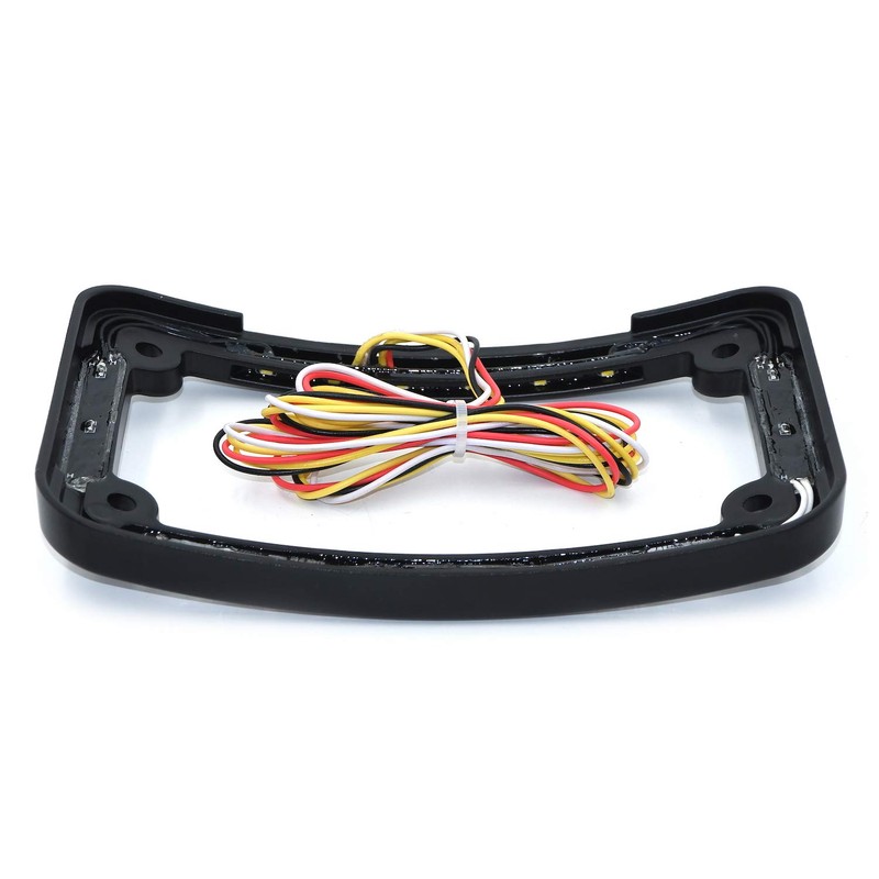 HTTMT- Dual LED Curved Motorcycle License Plate Frame w/Turn-Signal,Brake Light