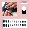 24 Pieces Snake Pattern Devil Eye Fake Nails Black with