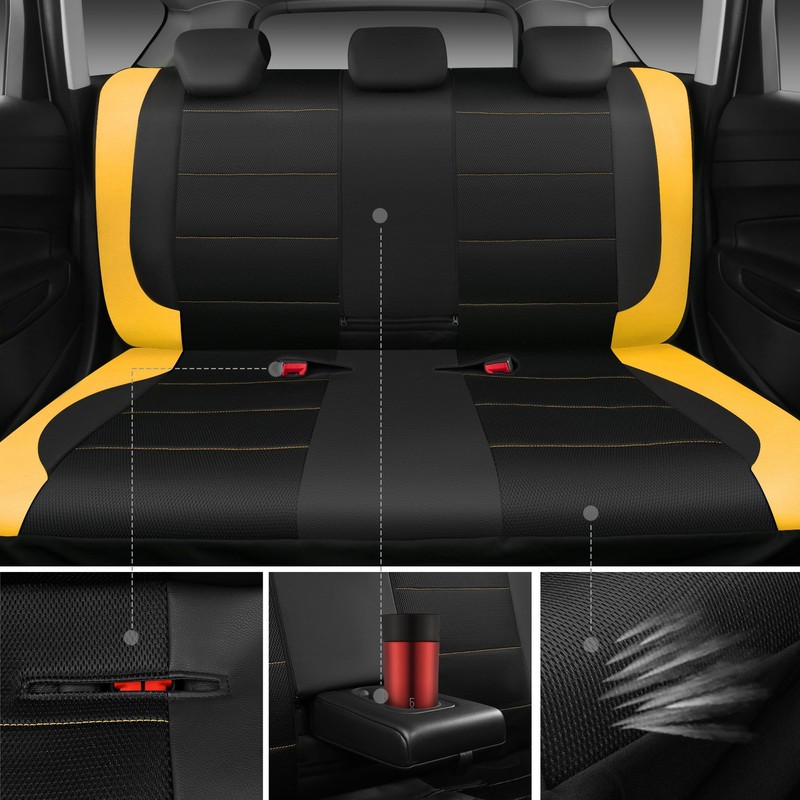 CAR PASS Leather Seat Covers, Breathable Universal Car Seat Cover