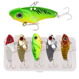 FANGBLUE Blade Baits Metal VIB Fishing Lures 1/2oz(15g) Hard Spinner Blade Baits Long Casting Jigging Spoons for Bass Walleye Trout Fishing Accessories (5Pcs 15g)