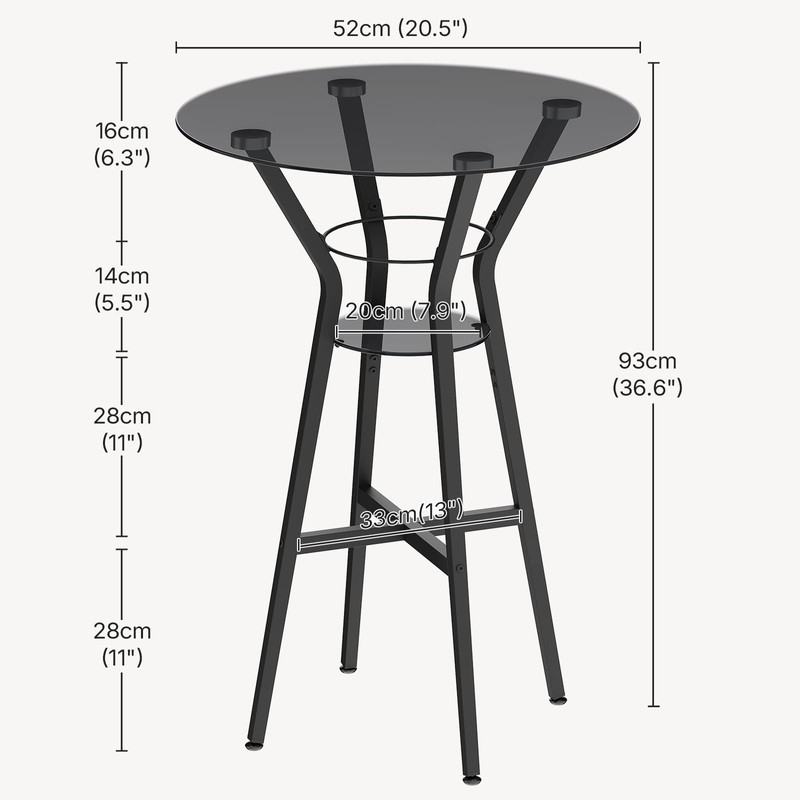 YATINEY Bar Table, 2-Tier Round High Top Table, Pub Table,