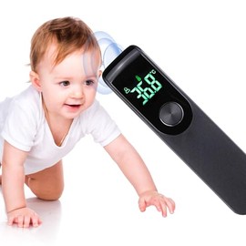 Termómetro Infrarrojo Digital Sin Contacto - Termómetro de Frente Portátil con Pantalla LCD y Luz Backlit, Lectura Instantánea en 1 Segundo, Ideal para Bebés, Adultos, Hogar y Viajes (Negro)