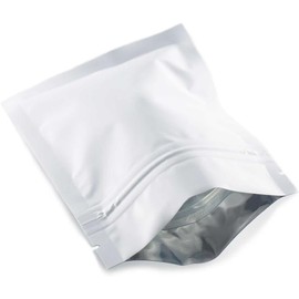 BAT Pack 100Pcs Matte Aluminum Foil Zipper Lock Resealable for Zip with Lock Seal Mylar Pouch Self Seal Storage Package Bags for Food (Matte White, 2.76x3.94 inch(7x10cm))