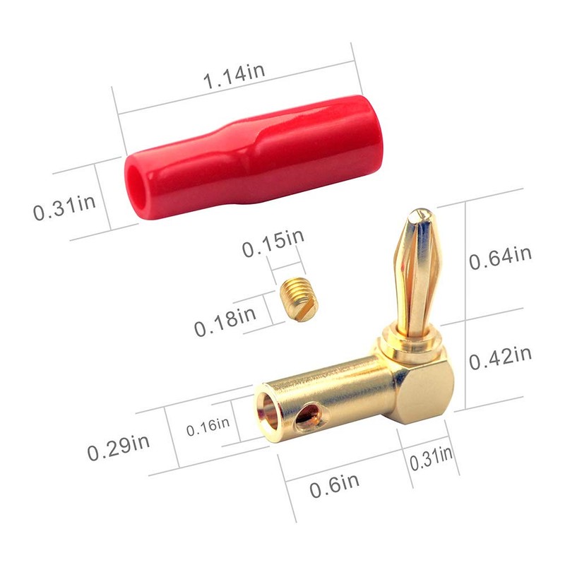 VCELINK Right Angle Banana Plugs 4 Pairs/8 Pack, 90 Degree