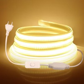 KISUFU COB LED Strip 3 m, Indoor Waterproof Flexible COB LED Strip Light, Super Bright High Density, DC 220 V 360 LEDs/m Cool White FCOB LED Strip for Cabinet Lighting, Bedroom, Bar, Stage, Christmas
