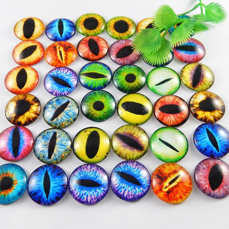 Julie Wang Drachenaugen Cabochons aus Glas rund sortierte Größen 20