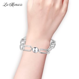 LaMenars Tie Bracelets for Charms 925 Sterling Silver Women's Statement Bracelets Christmas Birthday Gift for Women Girls, Silver, Cubic Zirconia